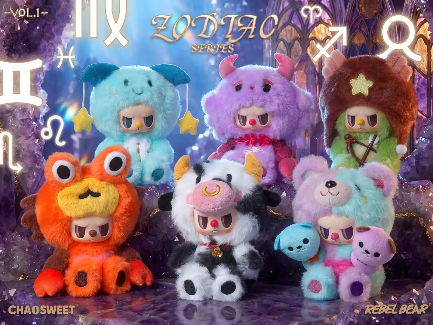 REBEL BEAR Zodiac Series Articulated Joint Figurine, 6+1 Hidden Sealed Hobby Box, Removable Accessories, Collectible Cards