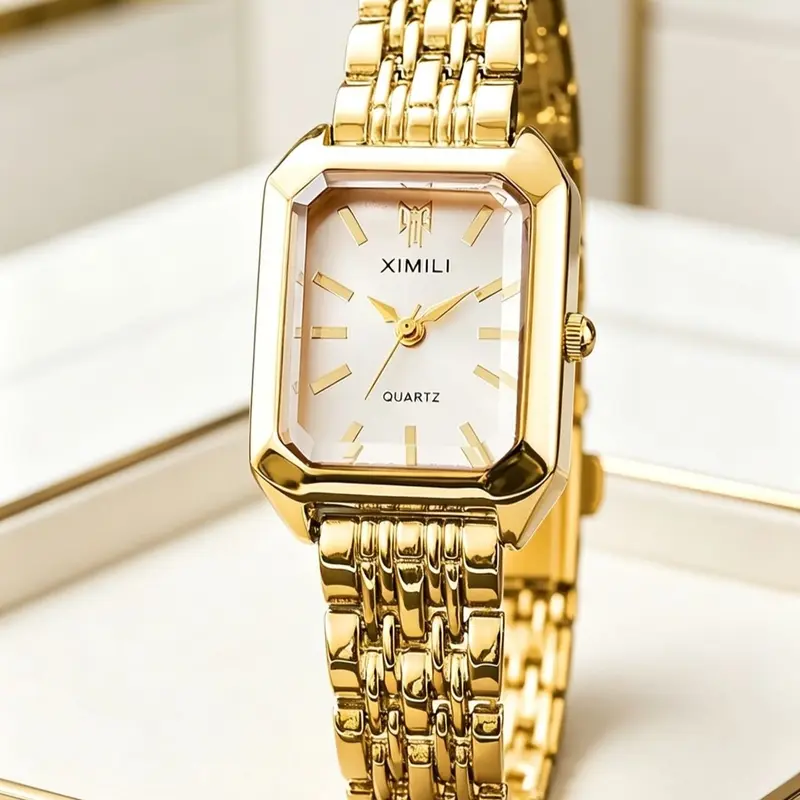 Women's Elegant 30 mm Gold Quartz Watch - Precise Analog Time, All-Match Exquisite Fashion Accessory, << 30M Water Resistance, Gift-Ready Charm, Birthday Gift for Parties