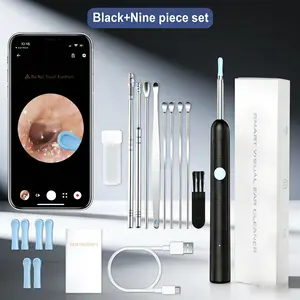1080P HD EarWax Removal Tool with Camera 6 Ear Spoons Set Rechargeable USB Battery Dual Power Safe Ear Care Gentle Round Handle Version android phone clean cam Waterproof Ear Wax Remover cleaner pick cleaning scoop wax removal tool silicone kit
