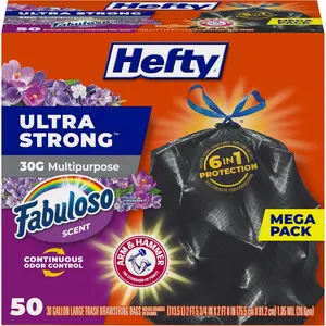 Ultra strong multipurpose large trash bags black fabuloso scent 30 gallon 50 count