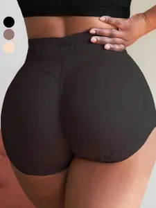 1 Count Women's Tummy Control Lace Trim Solid Color Shapewear Shorts, Butt Lifting Shaper Panty, Breathable Mesh Anti Slip Firm Control Shaping Bottom, Suitable For Casual Outings, Parties Celebrations, Underwear