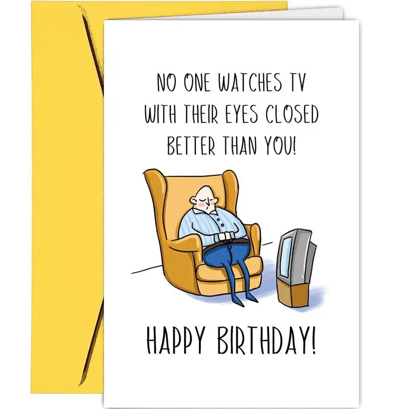 Men's Birthday Card, 1 Piece Funny Cartoon Graphic Birthday Gift Card For Dad Husband Grandpa, Custom Message Card, Happy Birthday Dad Card