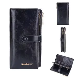 BAELLERRY Durable Fashion Wallet for Women - Women’s Plain Long Double-Zipper Multi-Card Holder Clutch Purse with Snap Closure, Wallets For Women