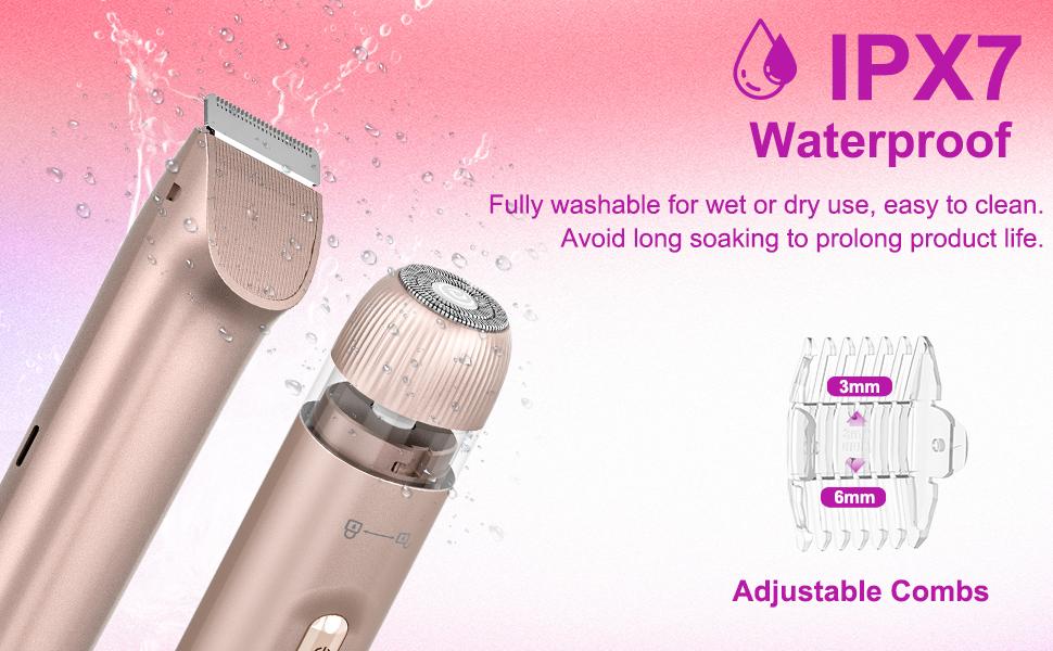 2026 New Women's 2-In-1 Waterproof Electric Shaver & Bikini Trimmer, Dual-Head Hair Removal Razor for Bikini, Underarm, Leg, Arm & Facial Hair, Wet Dry Use, USB Rechargeable (Champagne)