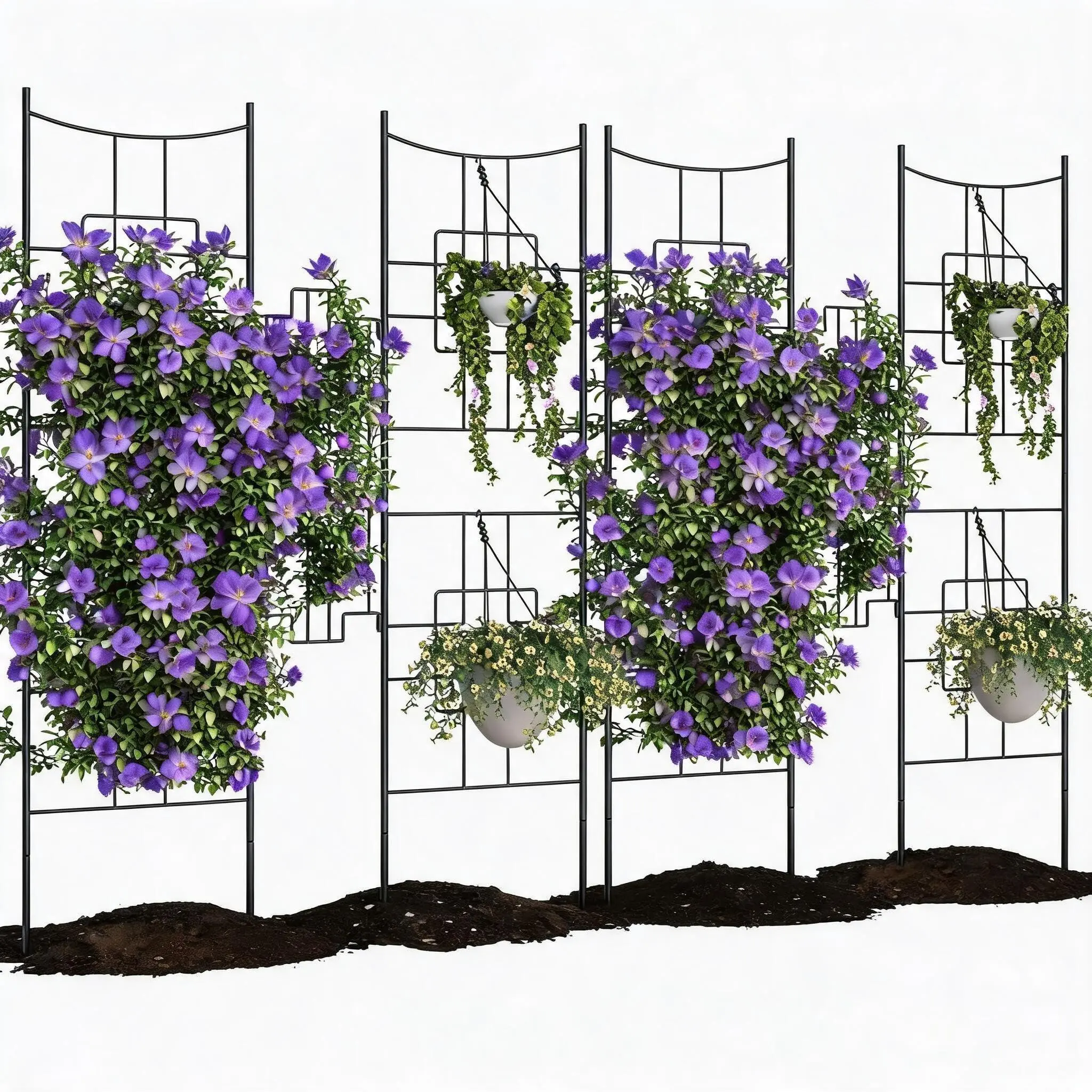 Metal Garden Trellis (2-Pack, 51"X66") Privacy Screen Baroque Style Black Iron Arch Trellis for Climbing Plants Outdoor, Decorative Plant Support for Roses, Vegetables, Vines, Flowers