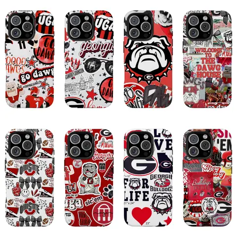 Bulldogs Protective Phone Case - Phone Shell, Hard Shell, College Sports Team Accessories for College Fans, Go Dawgs Sic 'Em, Compatible with iPhone 11-17 Pro Max/Plus & Samsung Galaxy S23-25