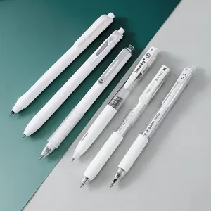 3 types, 1 set 6 plain colour gel pens, simple style, smooth ink flow, quick drying, DIY study office writing, black high capacity gel pens