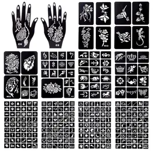 281PCS Semi Permanent Tattoo, 12 Sheets Henna Women Tattoo Stencil Temporary Tattoo Stickers for Face Paint Body Art
