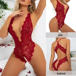 Black Lace Bodysuit- Open Crotch Design with Adjustable Straps and Floral Details, Women's Lingerie One-piece Outfit, Seamless Construction, Bold Women's Clothing, Sheer Panties, Lingerie, Exotic Lingerie, Thongs, Bedroom Clothing
