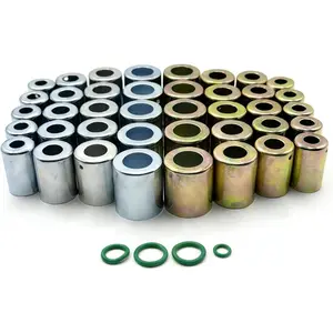 40PCS Hose Ferrule Set - #6/#8/#10/#12 Size Reducer Ferrules with Blue White Zinc Coating Fits Automotive AC Air Conditioning and Hydraulic Hoses Crimper Ferrules