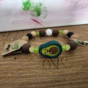 Silicone Lumos Avocado Wristlet Keychain - Versatile Design with Avocado-Themed Pull Loop