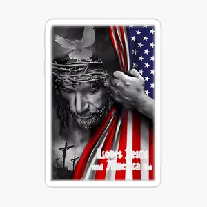 Loves Jesus and America Too God Christian 4th of July Sticker