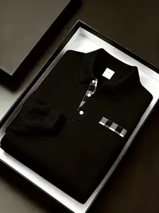 Men's Fashion Casual Long-Sleeve Polo Shirt, made from soft and breathable fabric, versatile and stylish, suitable for daily casual wear and office attire.
