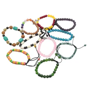 Set of 10 - Natural Handmade Crystal Healing Bracelets | Adjustable Sacred Energy Bracelets for Men and Women | Bracelt inBulk for Gift