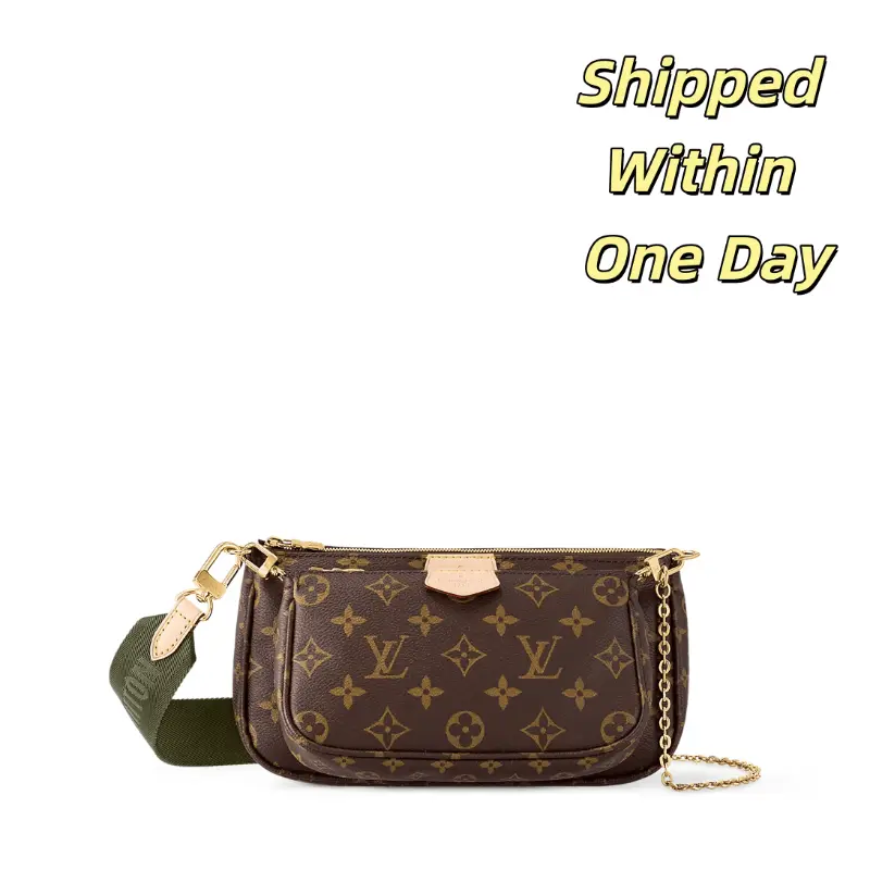 ‮ nottiuV siuoL  ‬   Multi-Pȯchette 3-in-1 Crossbody Bag Monogram Coated Canvas Women's Luxury Shoulder Clutch with Pink Strap., Shoulder Purses, Casual Shoulder Purse