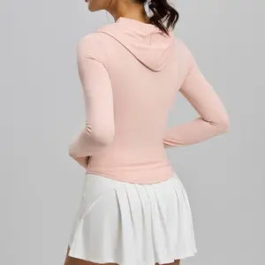 Summer original yarn UV protection sunscreen jacket Thin outdoor skin clothing Hooded sunscreen clothing Women Solid Zip-Up Pocket Sports