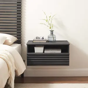 Modway Render Wall-Mount Nightstand in Charcoal