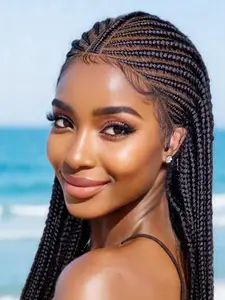 Full Lace Cornrow Braided Lace Front Wigs, Gorgeous Fluffy Wigs without Bangs, Synthetic Braided Lace Wigs for Party, Daily Use, Lace Frontal Wig, Bohemian Braided Wigs