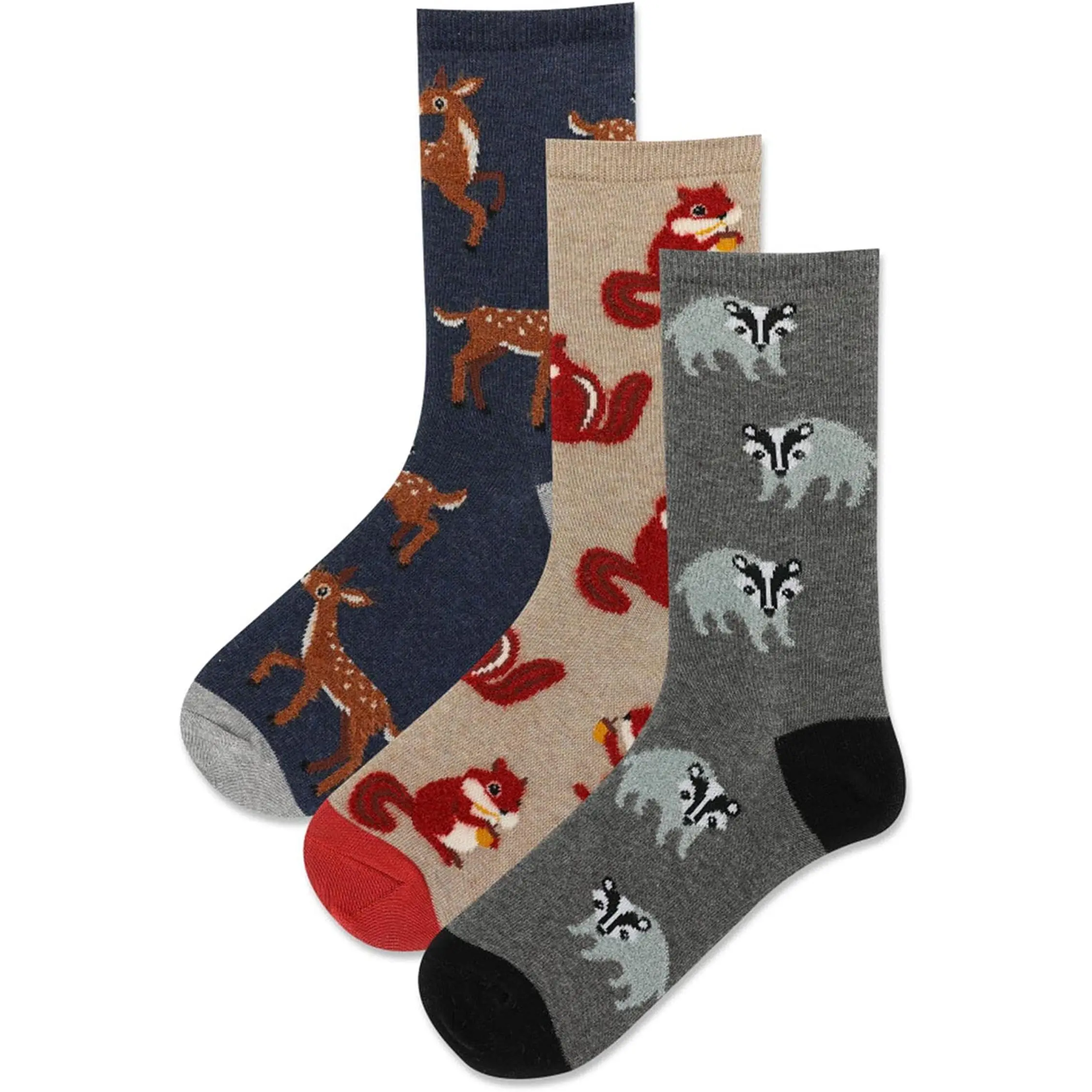 Hot Sox Womens Fuzzy Badger Box Crew Socks 3 Pair
