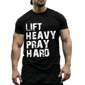 Christian Gym Tee Lift Heavy Pray Hard Workout Motivation Faith-Based Streetwear for Men Women