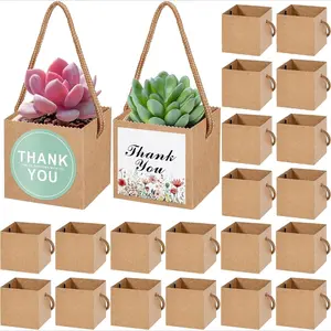 100 PCS Wrap Bags with 200 Thank You Stickers, Small Paper Gift Boxes for 2.36" Pots, Ideal for Wedding