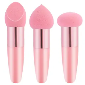 3 Pcs Makeup Foundation Sponge Pink Beauty Blender Sponge Makeup Sponge Cosmetic Powder Puff Concealer Face Brush with Handle Beauty Sponge Applicator Makeup Brush
