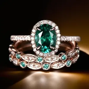 Fashionable Oval Ring Set for Women, Suitable for Everyday Wear