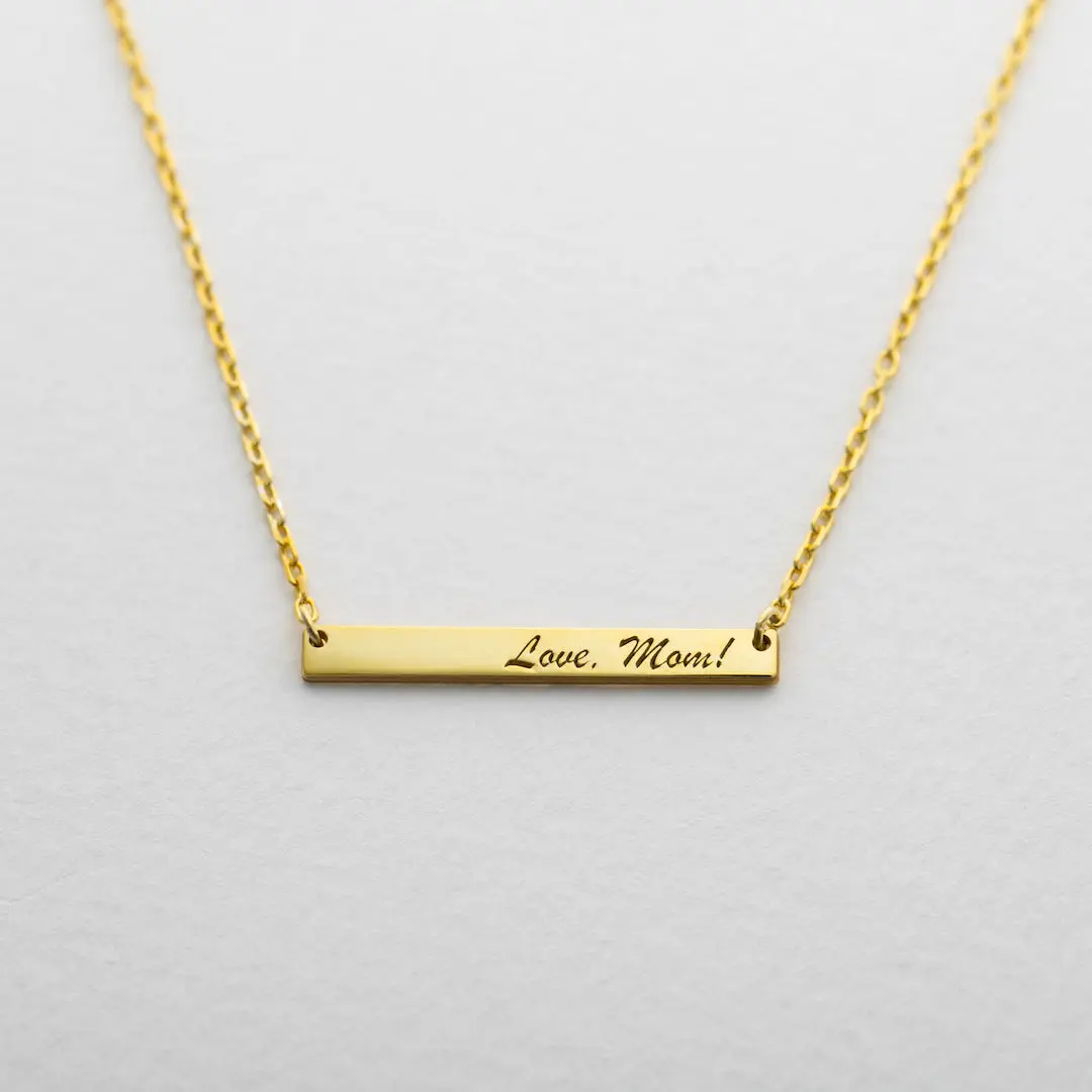 Custom Engraved Mini Bar Necklace