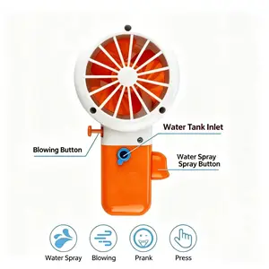 2 in 1 Handheld Prank Fan Water Spray Squirt Gun Summer Gag Gift Toy     Multi-functional Prank Hand Fan Water Squirt Gun Party Entertainment Toy