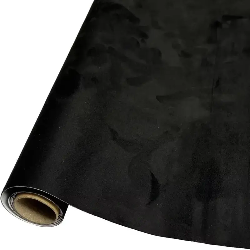 Black Faux Leather Self-Adhesive Car Interior Wrap - Leather-like Flexible Synthetic Film, Suede-soft Microfiber Feel, Time-saving for DIY Door Panel Refresh Projects, Automotive Interior Sticker Accessory