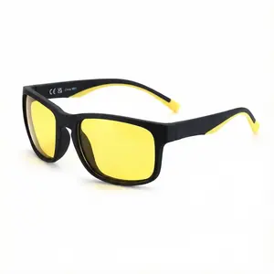 ZENOTTIC Night Vision Glasses Fashion Trendy Square Yellow Lens Anti-Glare Polarized UV400 Protection for Night Driving Cycling Motorcycle
