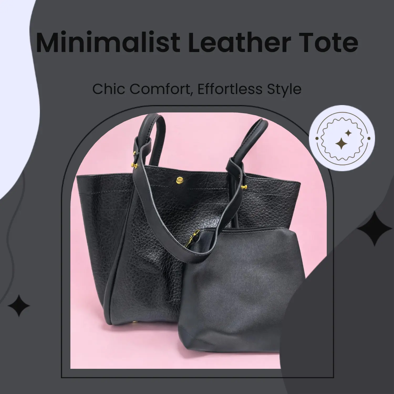 [Summer Picks] Minimalist Soft Leather Tote Bag with Matching Pouch, Spacious Shoulder Handbag, Textured Design, Magnetic Closure, Lightweight Everyday Carry, Elegant Neutral Colors for Work, Travel and Casual Use