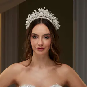 Luxury Bridal Tiara with Crystals & Pearls