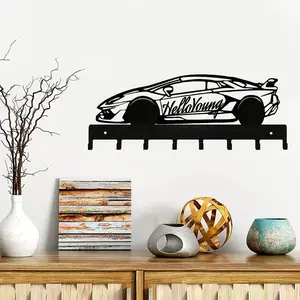 Iron Racing Car Key Holder Wall Hook with Artful Design Functional for Car Aficionados Storage Accessories