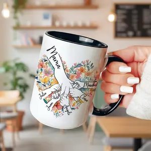 Personalized Mama Coffee Mug with Kids’ Names & Hands | Custom Mother’s Day Mug 11oz 15oz, Custom Mama Coffee Mug Gift