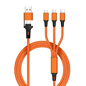 1.2M Braided Multi Strand Usb Charging Cable With Laser Embossed Logo，5-In-1 Fast Charging Usb C Cord Compatible For Ios Android Smartphones For Home Office And Outdoor Daily Device Power Refill