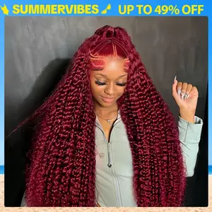 [26‘’Deep Wave=$135] CheetahBeauty 200% Density 99J Burgundy/Natural Black/T1B/4/27/FB30 Highlight Deep Wave Human Hair Wig 13x6 HD Transparent Lace Front Remy Hair Wigs Pre Plucked Brazilian Deep Wave Human Hair Wig For Women #Summervibes #weeklydeals
