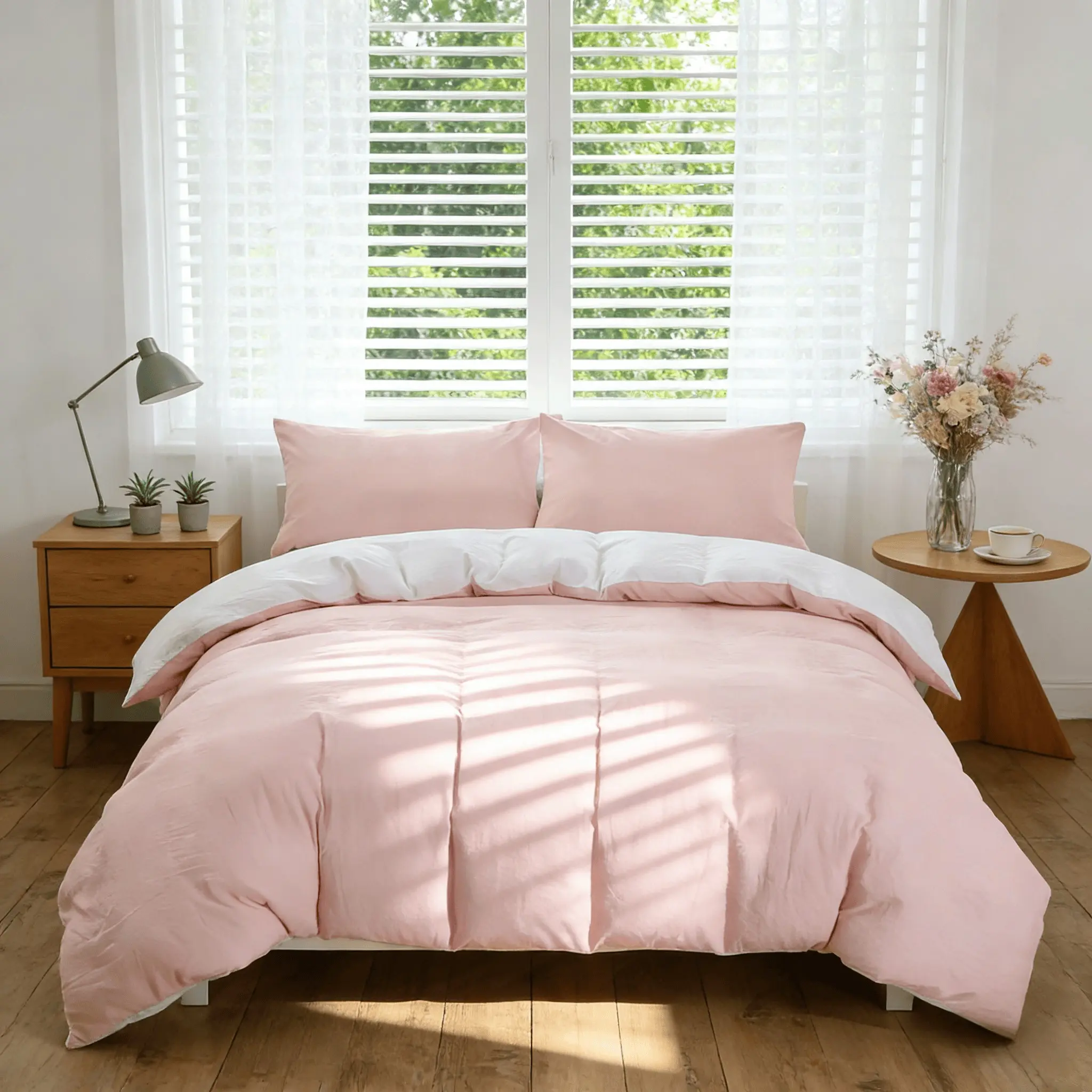Three-Piece Full Cotton Printed Bedding Set, Plain Fleece Comfortable Breathable Duvet Cover and Pillowcase Set, Comfy Bedding Set