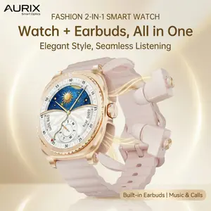 GT99 Women Luxury Smart Watch with Earbuds HD Touch Screen Bluetooth Music Playback for Daily Commuting Wear