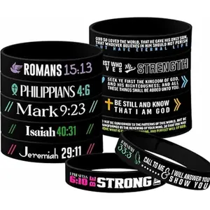 Bible Verse Silicone Rubber Bracelet,12 Pcs Christian Inspirational Daily Religious Wristband for Men Women Encouragement boy Christmas Thanksgiving Day Birthday Gift