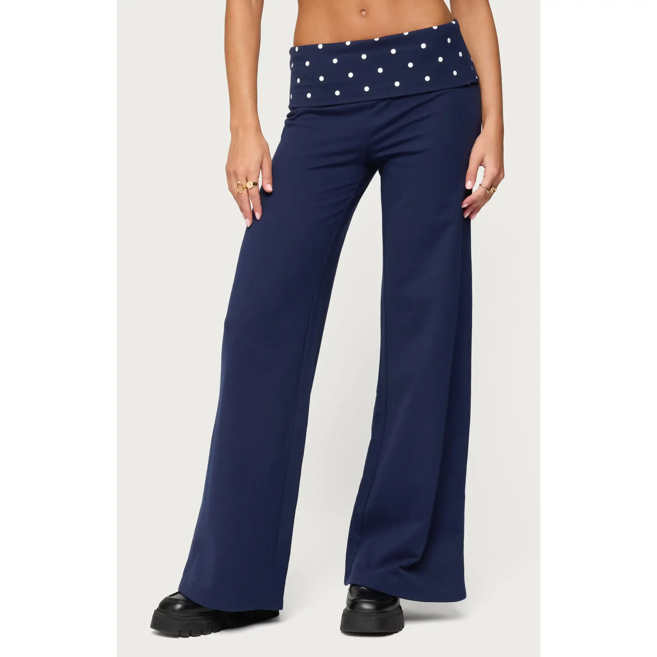 アール(ᵔᴥᵔ)　レディース　GB S Edikted Women's Reeva Polka Dot Fold Over Pants - TikTok Shop