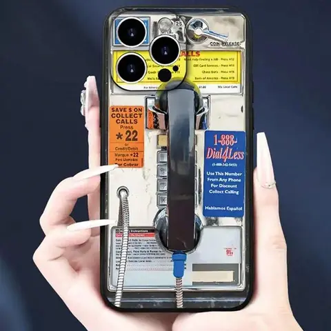 Vintage Telephone Booth Pattern TPU Smartphone Case - Cowboy American Retro Minimalist Fashion Unisex 1-Piece, Preppy Street Style, Full Body Shockproof Cover for iPhone 17/16/15/14/13 & Samsung S26/S25