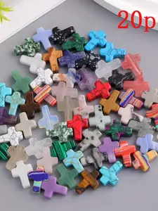 20pcs Natural Stone Cross Bare Stones, Random Colors, Free Style, Class Emblem, School Emblem, Organization Badge, Natural Patterns