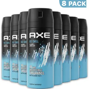 AXE Ice Chill Deodorant Body Spray 8 Pack (150ml/5.08oz) - Iced Mint and Lemon 48-Hour Fragrance Protection