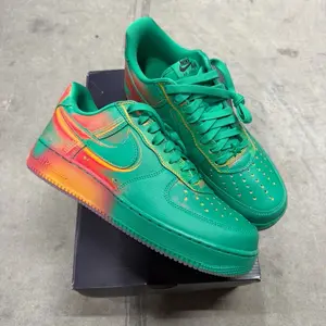 Nike Air Force 1 Low Green & Orange Gradient Sneakers for Men Women Comfortable Casual Shoes