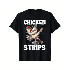 Funny Chicken Strip Pattern T-Shirt-Fun Fried Chicken Lovers Top-Men and Women Soft Breathable Fabric