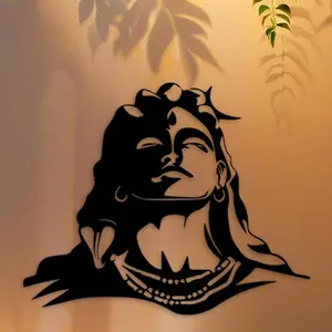 Metal Shiva Wall Decor, Religious Wall Art, High-Quality Minimalist Design Hindu Sculpture for Yoga Studio, Meditation Room, Living Room, Mother's Day Gift