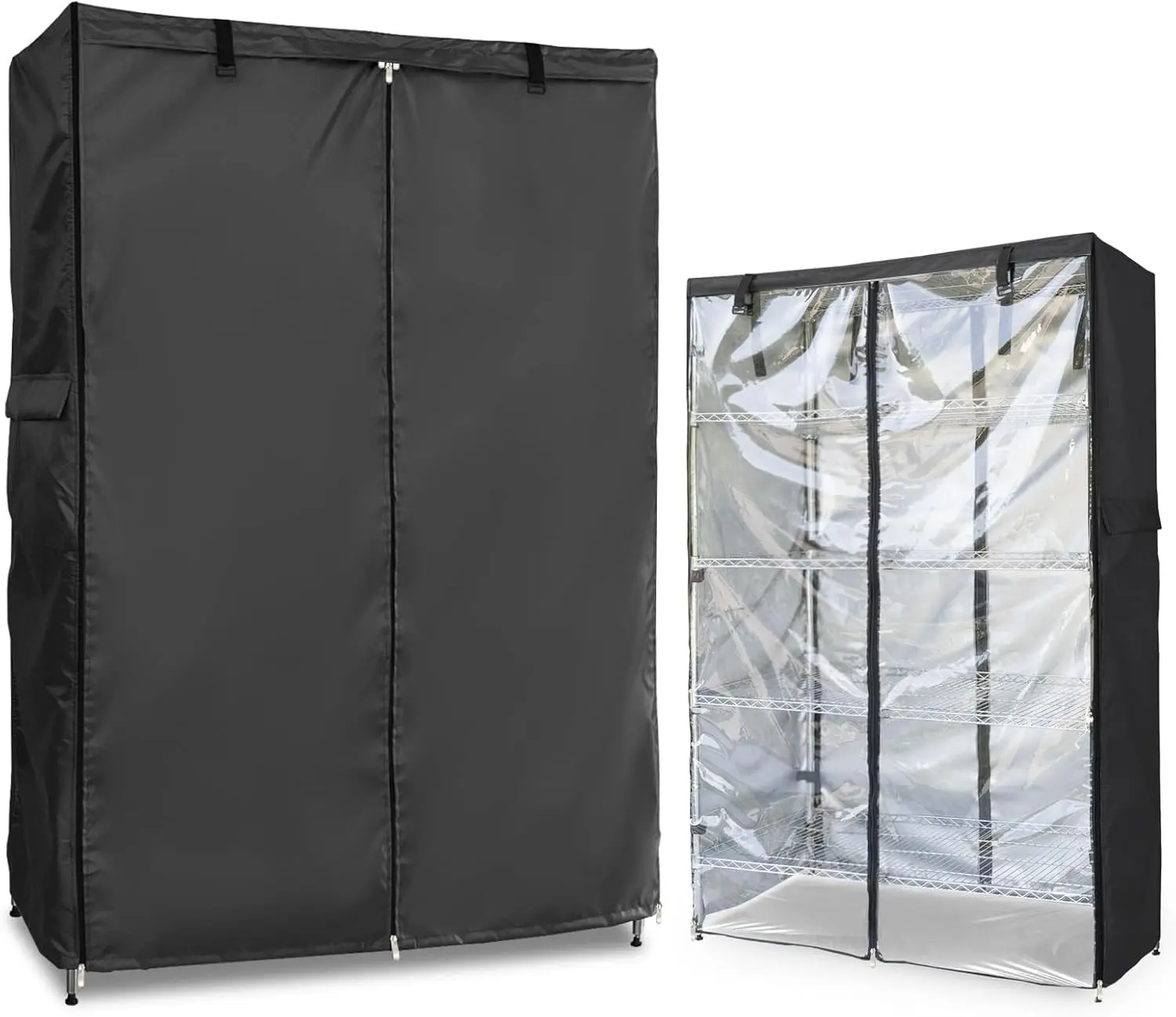 Waterproof Shelf Cover,Outdoor 600D Heavy Duty Dustproof Storage Shelves Cover,48''x18''x72'' Shelf Covers for Wire Shelving with Zippers,Storage Rack Covers with Clear Front