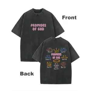 Men's Vintage “Promises of God” T-Shirt, Double Sided Print, Crew Neck Short Sleeve, Pastel Graphic Tee, Perfect for Spring Summer Casual Wear and Faithful Holiday Gifts
