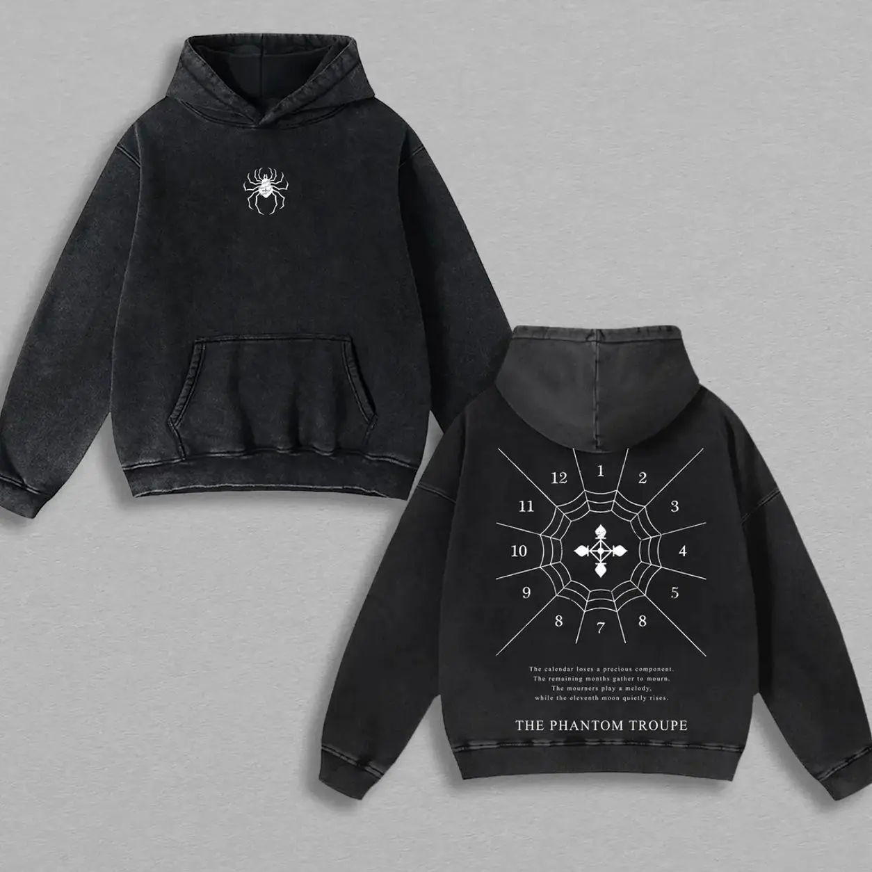 Limited Edition The Phantom Troupe - Hunter X Hunter Anime Double Printed Oversize Lightweight Acid Washed Hoodie, Gift For anime lover, Anime Merch TJY 1BH